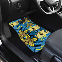Plumeria Polynesian Pattern Car Mats Unique Fantasy Blue Yellow