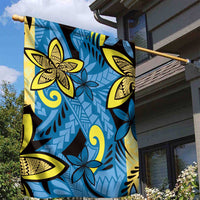 Plumeria Polynesian Pattern Garden Flag Unique Fantasy Blue Yellow LT01 - Polynesian Pride