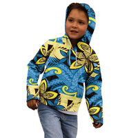 Plumeria Polynesian Pattern Kid Hoodie Unique Fantasy Blue Yellow
