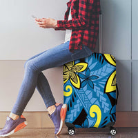 Plumeria Polynesian Pattern Luggage Cover Unique Fantasy Blue Yellow LT01 - Polynesian Pride