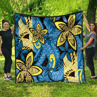 Plumeria Polynesian Pattern Quilt Unique Fantasy Blue Yellow LT01 - Polynesian Pride