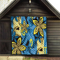 Plumeria Polynesian Pattern Quilt Unique Fantasy Blue Yellow LT01 - Polynesian Pride