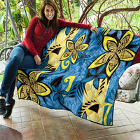 Plumeria Polynesian Pattern Quilt Unique Fantasy Blue Yellow LT01 - Polynesian Pride