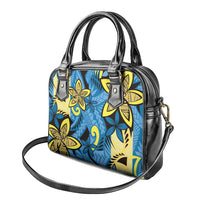 Plumeria Polynesian Pattern Shoulder Handbag Unique Fantasy Blue Yellow LT01 - Polynesian Pride