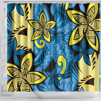 Plumeria Polynesian Pattern Shower Curtain Unique Fantasy Blue Yellow LT01 - Polynesian Pride