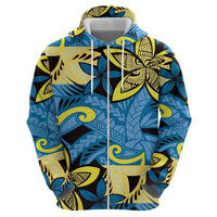 Plumeria Polynesian Pattern Zip Hoodie Unique Fantasy Blue Yellow LT01 - Polynesian Pride
