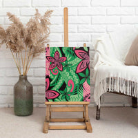 Plumeria Polynesian Pattern Canvas Wall Art Unique Fantasy Green Pink