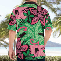Plumeria Polynesian Pattern Hawaiian Shirt Unique Fantasy Green Pink