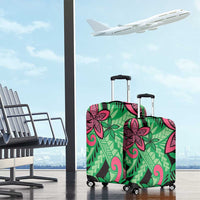 Plumeria Polynesian Pattern Luggage Cover Unique Fantasy Green Pink LT01 - Polynesian Pride