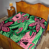 Plumeria Polynesian Pattern Quilt Unique Fantasy Green Pink LT01 - Polynesian Pride