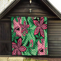 Plumeria Polynesian Pattern Quilt Unique Fantasy Green Pink LT01 - Polynesian Pride