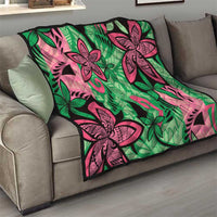 Plumeria Polynesian Pattern Quilt Unique Fantasy Green Pink LT01 - Polynesian Pride