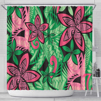 Plumeria Polynesian Pattern Shower Curtain Unique Fantasy Green Pink LT01 - Polynesian Pride