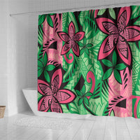 Plumeria Polynesian Pattern Shower Curtain Unique Fantasy Green Pink LT01 - Polynesian Pride