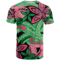 Plumeria Polynesian Pattern T Shirt Unique Fantasy Green Pink
