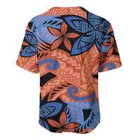 Plumeria Polynesian Pattern Baseball Jersey Unique Fantasy Orange Blue
