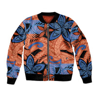 Plumeria Polynesian Pattern Bomber Jacket Unique Fantasy Orange Blue LT01 Unisex Orange - Polynesian Pride