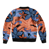 Plumeria Polynesian Pattern Bomber Jacket Unique Fantasy Orange Blue LT01 - Polynesian Pride