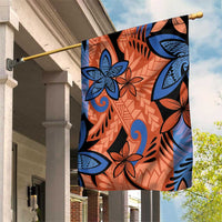 Plumeria Polynesian Pattern Garden Flag Unique Fantasy Orange Blue LT01 House Flag Orange - Polynesian Pride