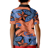 Plumeria Polynesian Pattern Kid Polo Shirt Unique Fantasy Orange Blue