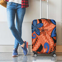 Plumeria Polynesian Pattern Luggage Cover Unique Fantasy Orange Blue LT01 - Polynesian Pride