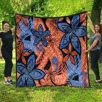 Plumeria Polynesian Pattern Quilt Unique Fantasy Orange Blue LT01 - Polynesian Pride