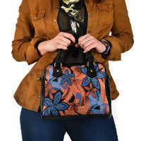 Plumeria Polynesian Pattern Shoulder Handbag Unique Fantasy Orange Blue LT01 - Polynesian Pride