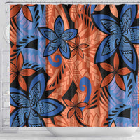 Plumeria Polynesian Pattern Shower Curtain Unique Fantasy Orange Blue LT01 - Polynesian Pride