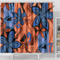 Plumeria Polynesian Pattern Shower Curtain Unique Fantasy Orange Blue LT01 - Polynesian Pride