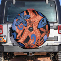 Plumeria Polynesian Pattern Spare Tire Cover Unique Fantasy Orange Blue