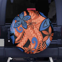 Plumeria Polynesian Pattern Spare Tire Cover Unique Fantasy Orange Blue