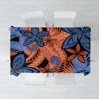 Plumeria Polynesian Pattern Tablecloth Unique Fantasy Orange Blue