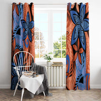 Plumeria Polynesian Pattern Window Curtain Unique Fantasy Orange Blue