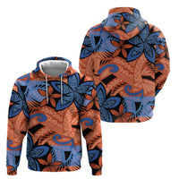 Plumeria Polynesian Pattern Zip Hoodie Unique Fantasy Orange Blue LT01 - Polynesian Pride