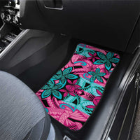 Plumeria Polynesian Pattern Car Mats Unique Fantasy Pink Teal