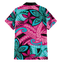 Plumeria Polynesian Pattern Family Matching Long Sleeve Bodycon Dress and Hawaiian Shirt Unique Fantasy Pink Teal LT01 - Polynesian Pride