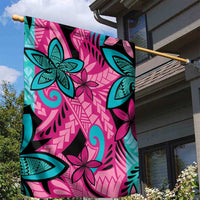Plumeria Polynesian Pattern Garden Flag Unique Fantasy Pink Teal LT01 - Polynesian Pride