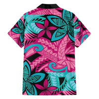 Plumeria Polynesian Pattern Hawaiian Shirt Unique Fantasy Pink Teal