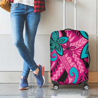 Plumeria Polynesian Pattern Luggage Cover Unique Fantasy Pink Teal LT01 - Polynesian Pride