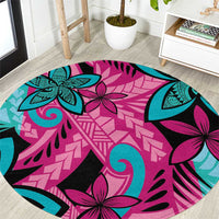 Plumeria Polynesian Pattern Round Carpet Unique Fantasy Pink Teal LT01 Pink - Polynesian Pride