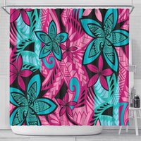 Plumeria Polynesian Pattern Shower Curtain Unique Fantasy Pink Teal LT01 - Polynesian Pride
