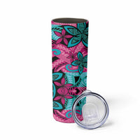 Plumeria Polynesian Pattern Skinny Tumbler Unique Fantasy Pink Teal LT01 - Polynesian Pride