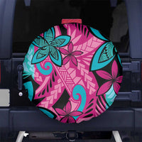 Plumeria Polynesian Pattern Spare Tire Cover Unique Fantasy Pink Teal