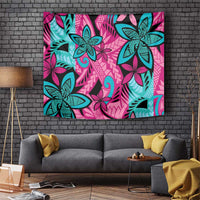 Plumeria Polynesian Pattern Tapestry Unique Fantasy Pink Teal LT01 Pink - Polynesian Pride