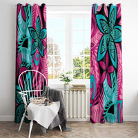 Plumeria Polynesian Pattern Window Curtain Unique Fantasy Pink Teal
