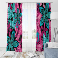Plumeria Polynesian Pattern Window Curtain Unique Fantasy Pink Teal