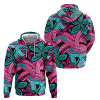 Plumeria Polynesian Pattern Zip Hoodie Unique Fantasy Pink Teal LT01 - Polynesian Pride