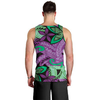 Plumeria Polynesian Pattern Men Tank Top Unique Fantasy Purple Green