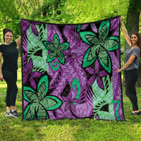 Plumeria Polynesian Pattern Quilt Unique Fantasy Purple Green LT01 - Polynesian Pride