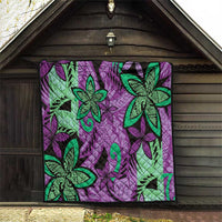 Plumeria Polynesian Pattern Quilt Unique Fantasy Purple Green LT01 - Polynesian Pride